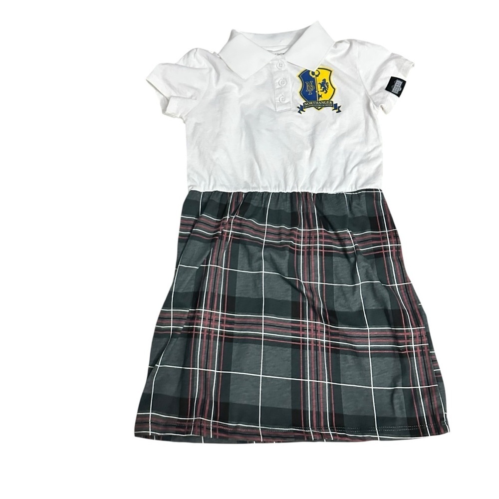 Plaid Kids Dress with Crest